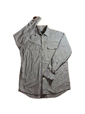 Lucchese 1883 Bootmaker Western Shirt Mens L Gray Stripe Paisley Jacquard Flap